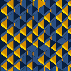 Blue and yellow minimalist geometric pattern, Generative AI