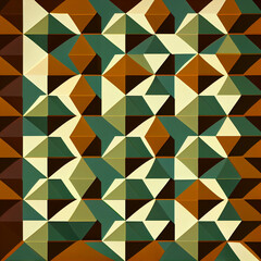 Fototapeta premium Brown and green minimalist geometric pattern, Generative AI
