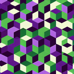 Green and purple minimalist geometric pattern, Generative AI