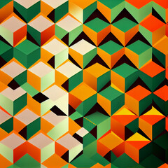 Orange and green minimalist geometric pattern, Generative AI