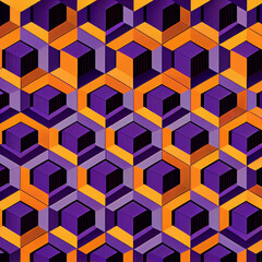 Orange and purple minimalist geometric pattern, Generative AI