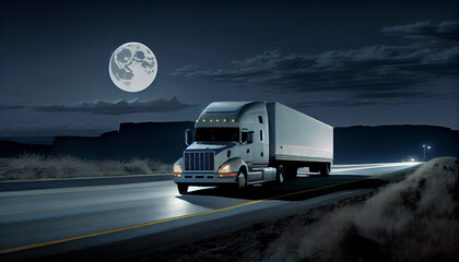 A delivery truck driving on a highway, Generative AI