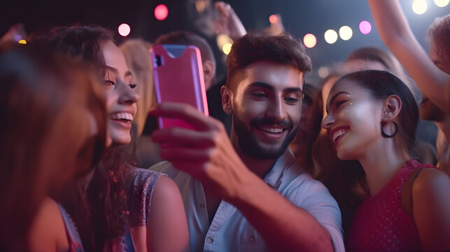 group of people dancing in nightclub
