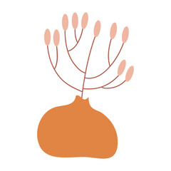 Modern abstract aesthetic house plants. Wall decor in boho style. Mid century vector print for cover, wallpaper, card, social media, interior decor