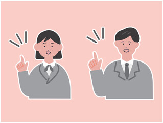 指差しをするビジネスパーソンのイラスト