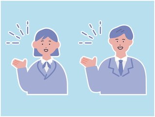 案内をするビジネスパーソンのイラスト