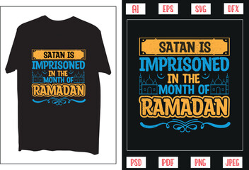 Satan is imprisoned in the month of Ramadan t-shirt design