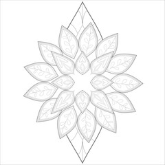 Decorative Doodle flowers in black and white for coloring book, cover or background. Hand drawn sketch for adult anti stress coloring page.-vector