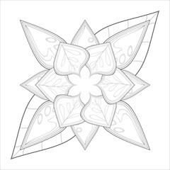 Decorative Doodle flowers in black and white for coloring book, cover or background. Hand drawn sketch for adult anti stress coloring page.-vector
