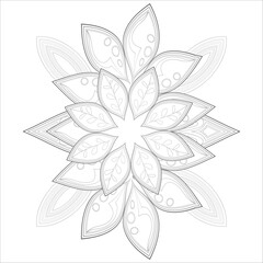 Decorative Doodle flowers in black and white for coloring book, cover or background. Hand drawn sketch for adult anti stress coloring page.-vector