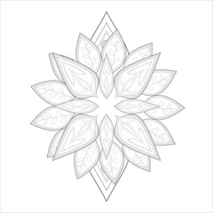 Decorative Doodle flowers in black and white for coloring book, cover or background. Hand drawn sketch for adult anti stress coloring page.-vector