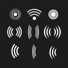 Wifi icons black background. Internet network concept. Vector illustration.