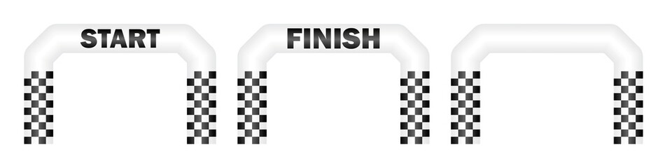Inflatable Start and Finish Line Arch for Marathon, Racing or Sport. Vector Illustration Isolated on White Background.