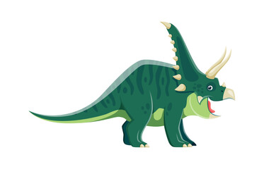 Cartoon Chasmosaurus dinosaur character. Extinct lizard, Jurassic era animal or paleontology creature. Prehistoric monster, ancient wildlife herbivore dinosaur comical vector personage with horns