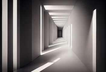 Obraz premium A hallway of shadows and light. A conceptual illustration symbolizing the duality of human nature, and the constant struggle between good and evil
