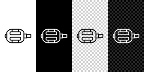 Set line Bicycle pedal icon isolated on black and white background. Vector