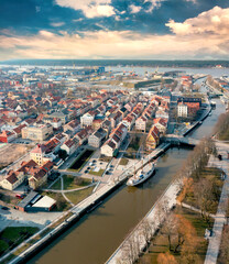 Klaipeda city in Lithuania, seaside port on baltic sea shore with unique style and is international  holiday destination