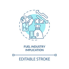 Fuel industry implication turquoise concept icon. Supply chain disruption mistake abstract idea thin line illustration. Isolated outline drawing. Editable stroke. Arial, Myriad Pro-Bold fonts used