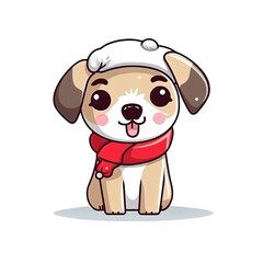 Fototapeta premium Cute Dog in christmas costumes Stickers bundle.generative AI