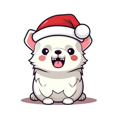 Cute Dog in christmas costumes Stickers bundle.generative AI