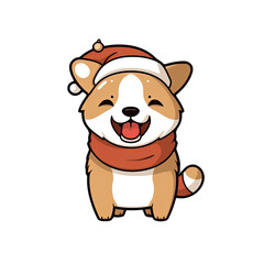 Fototapeta premium Cute Dog in christmas costumes Stickers bundle.generative AI