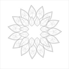 Printable Colouring Page for Adult for Fun and Relaxation. Hand Drawn Sketch for Adult Anti Stress. Decorative Abstract Flowers in Black Isolated on White Background.-vector