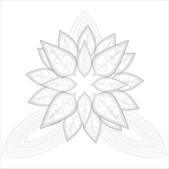 Printable Colouring Page for Adult for Fun and Relaxation. Hand Drawn Sketch for Adult Anti Stress. Decorative Abstract Flowers in Black Isolated on White Background.-vector