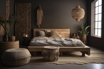 Ethnic bedroom,. Generative AI