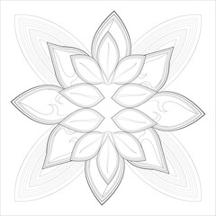 Printable Colouring Page for Adult for Fun and Relaxation. Hand Drawn Sketch for Adult Anti Stress. Decorative Abstract Flowers in Black Isolated on White Background.-vector