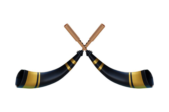 Pair of Assamese pepa isolated on white background or transparent png. or buffalo hornpipe musical instrument of assam used in happy bihu background