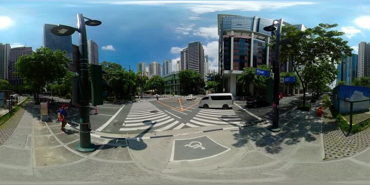 January 5 2020: A Manila: Panorama of Manila city. Skyscrapers and business centers in a big city. Bonifacio Global City. Travel vacation concept. 360VR Video.