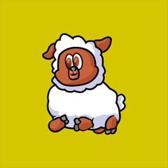 brown and white lamb sitting leisurely