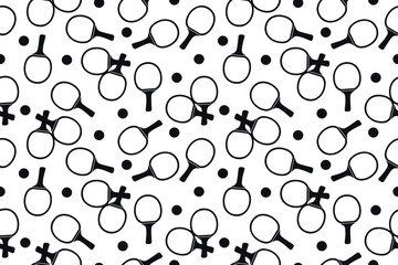 Vector seamless pattern of flat black ping pong table tennis sport icon isolated on white background.