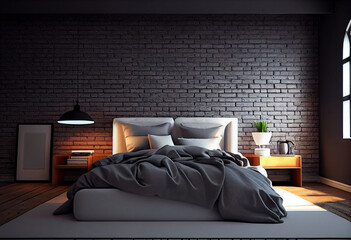 Home wall mockup, modern grey interior with decoration, Generative AI