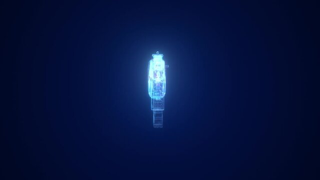 Blue technology firearm, grid Lines firearm rotation, game props and firearms display, holographic projection.