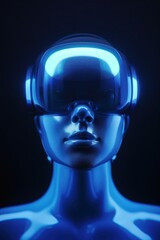 A futuristic virtual reality headset, interacting with a Metaverse environment. Gen AI
