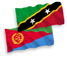 Flags of Federation of Saint Christopher and Nevis and Eritrea on a white background