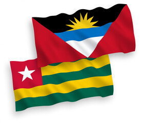 Flags of Togolese Republic and Antigua and Barbuda on a white background