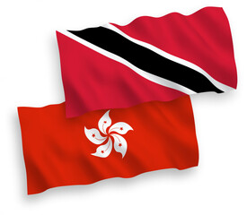Flags of Republic of Trinidad and Tobago and Hong Kong on a white background