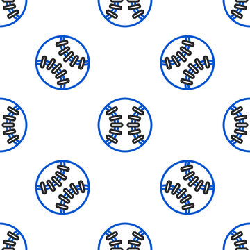 Line Baseball ball icon isolated seamless pattern on white background. Colorful outline concept. Vector