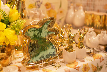 Easter. Beautiful Easter tableware and figurines