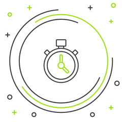 Line Stopwatch icon isolated on white background. Time timer sign. Chronometer sign. Colorful outline concept. Vector