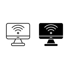 Monitor with wi-fi symbol icon vector