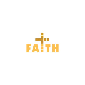 Faith word with christian cross icon isolated on white background