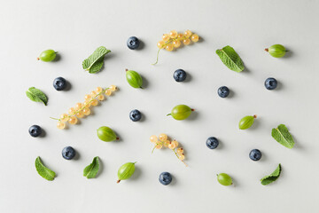 Concept of fresh food, berries, top view