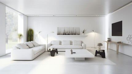 Contemporary Living Room Interior, 3D render, 3D illustration