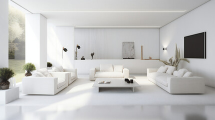 Fototapeta na wymiar Contemporary Living Room Interior, 3D render, 3D illustration