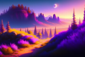 nature landscape with purple colors