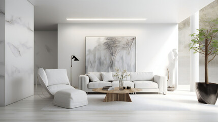 Contemporary Living Room Interior, 3D render, 3D illustration