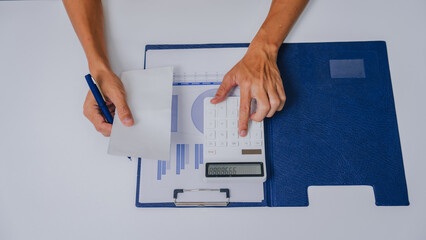 Young Serious asia people bookkeeper doing bookkeeping entrepreneur small business owner accountant...